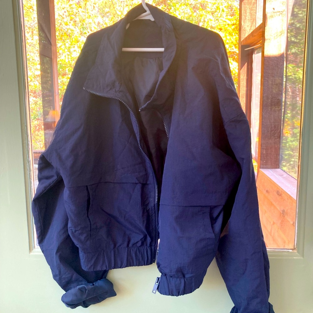 Ci Sono Medium 10 12 navy nylon wind jacket. Moto styling. NWOT